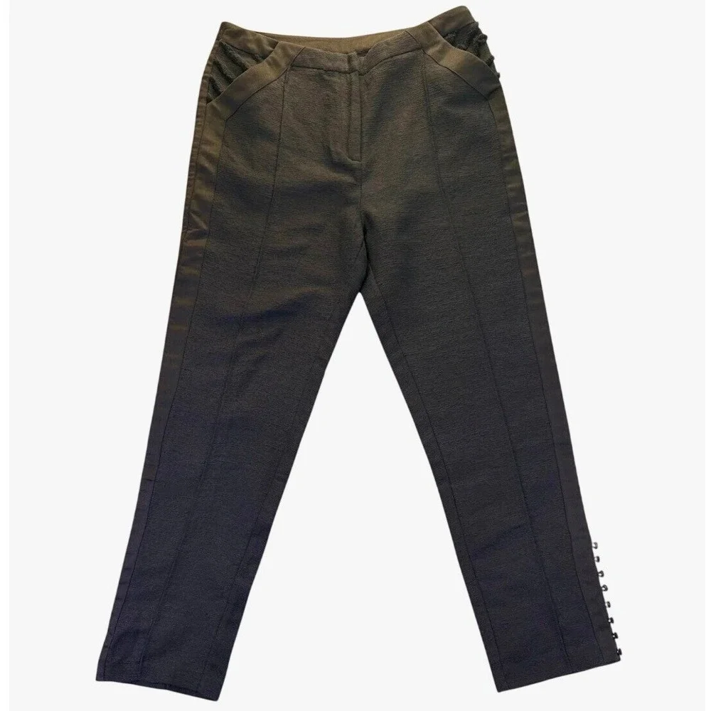 Aje Black Linen Cotton Tuxedo Trousers with Button Ankle Detail 12 Minimalist